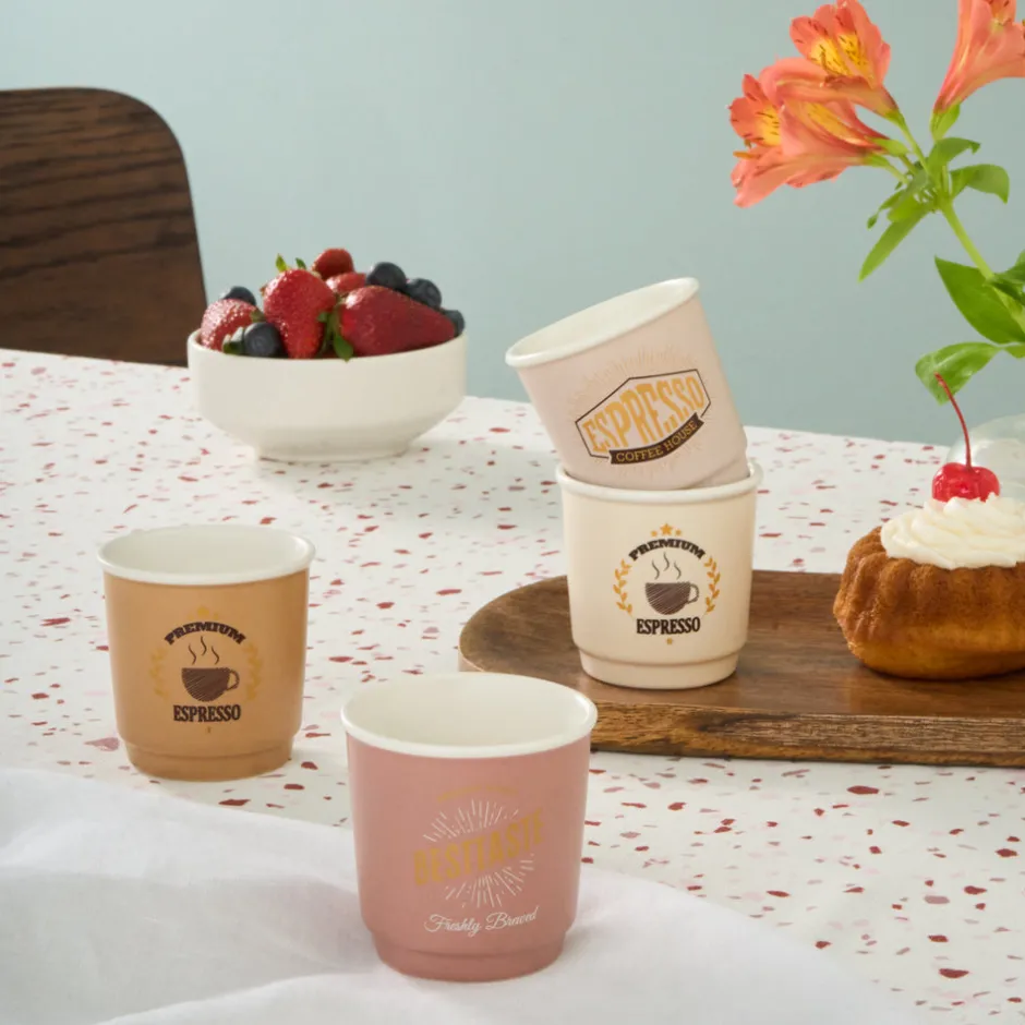 Karaca Mokka & Espressotassen Set-Monet Soft Espressotassen-Set, 4 Personen, 4-teilig, 90 ml Multıfarben