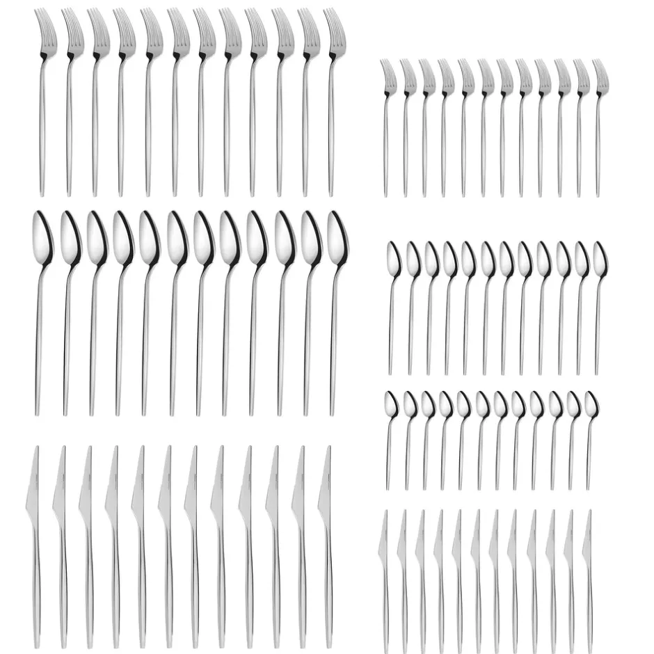 Karaca Bestecksets Für 12 Personen-Moongate 316+ 84-Teiliges Premium Besteckset für 12 - In Box Platın