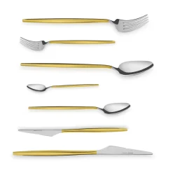 Karaca Bestecksets Für 12 Personen-Moongate 84-Teiliges 316 Premium Besteckset in Box Gold