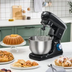 Karaca Küchenchef-Multichef Standmixer Shiny Black Küchenchef 1900 W 5,5 l (mit Hackfleisch-/Sucuk-Wurst-/Fleischklößchenaufsatz)