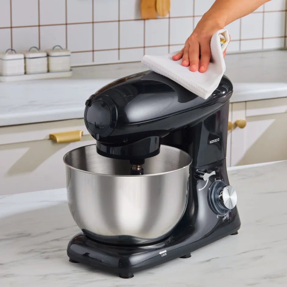 Karaca Küchenchef-Multichef Standmixer Shiny Black Küchenchef 1900 W 5,5 l (mit Hackfleisch-/Sucuk-Wurst-/Fleischklößchenaufsatz)