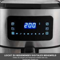 Karaca Heißluftfritteuse - Airfryer-Multifry XXL 7 Liter Airfryer mit digitalem Glasfenster Inox