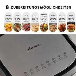 Karaca Heißluftfritteuse - Airfryer-Multifry XXL 7 Liter Airfryer mit digitalem Glasfenster Inox