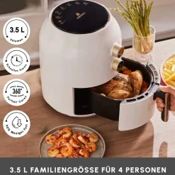 Karaca Heißluftfritteuse - Airfryer-Multifry Weiß Heißluftfritteuse Ölfreie Fritteuse, 3.5L, 1300W Weıß