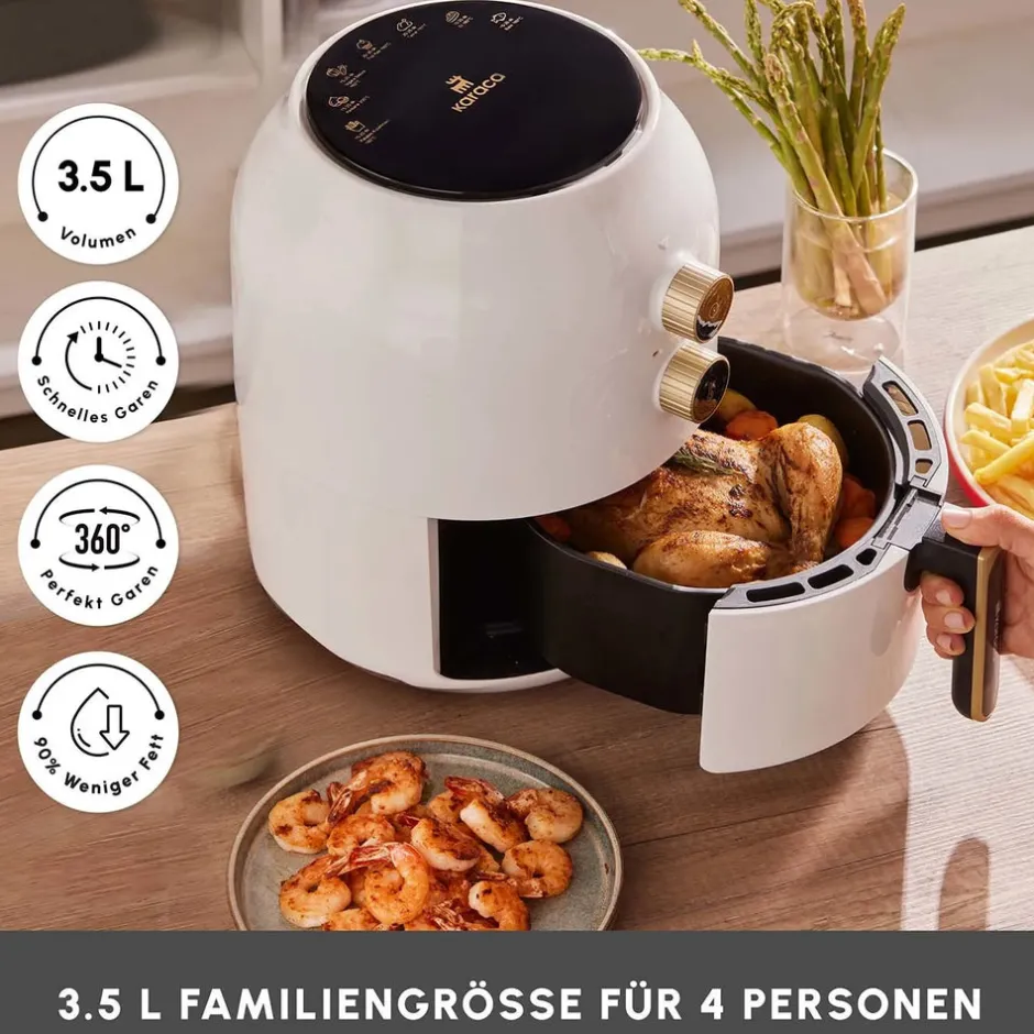 Karaca Heißluftfritteuse - Airfryer-Multifry Weiß Heißluftfritteuse Ölfreie Fritteuse, 3.5L, 1300W Weıß