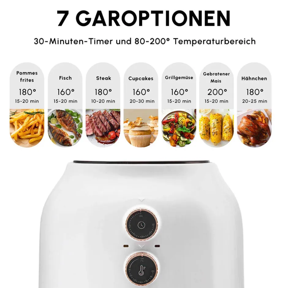 Karaca Heißluftfritteuse - Airfryer-Multifry Weiß Heißluftfritteuse Ölfreie Fritteuse, 3.5L, 1300W Weıß