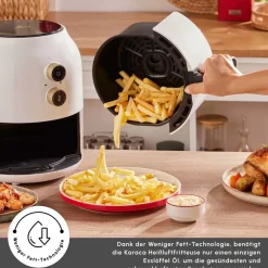 Karaca Heißluftfritteuse - Airfryer-Multifry Weiß Heißluftfritteuse Ölfreie Fritteuse, 3.5L, 1300W Weıß