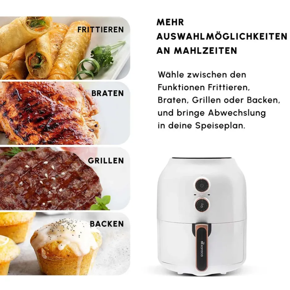 Karaca Heißluftfritteuse - Airfryer-Multifry Weiß Heißluftfritteuse Ölfreie Fritteuse, 3.5L, 1300W Weıß