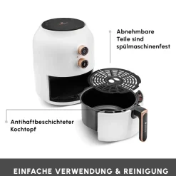 Karaca Heißluftfritteuse - Airfryer-Multifry Weiß Heißluftfritteuse Ölfreie Fritteuse, 3.5L, 1300W Weıß