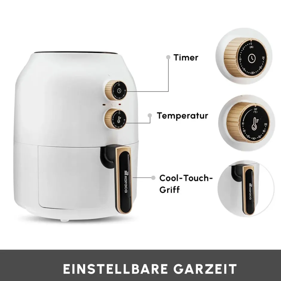 Karaca Heißluftfritteuse - Airfryer-Multifry Weiß Heißluftfritteuse Ölfreie Fritteuse, 3.5L, 1300W Weıß