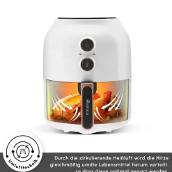 Karaca Heißluftfritteuse - Airfryer-Multifry Weiß Heißluftfritteuse Ölfreie Fritteuse, 3.5L, 1300W Weıß