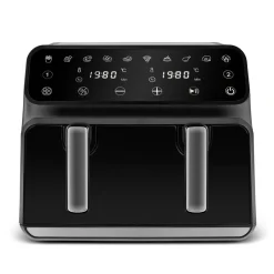 Karaca Heißluftfritteuse - Airfryer-Multifry XXXL 9 Liter Airfryer Mit Einer Kammer, Trennwand und Glasfenster Inox