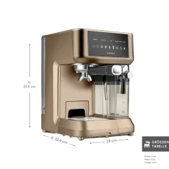 Karaca Espressomaschine|Kaffeemaschinen-MyCaffe Barista S10 Automatische Siebträger Maschine mit integriertem Milchbehälter – Walnut Brown
