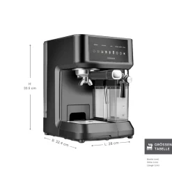 Karaca Kaffeemaschinen|Espressomaschine-MyCaffe Barista S10 Automatische Espresso-, Latte- und Cappuccino-Maschine mit integriertem Milchbehälter – Matte Black