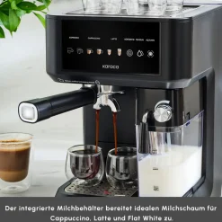 Karaca Kaffeemaschinen|Espressomaschine-MyCaffe Barista S10 Automatische Espresso-, Latte- und Cappuccino-Maschine mit integriertem Milchbehälter – Matte Black