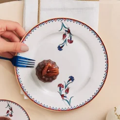 Karaca Frühstücksgeschirr|Kuchenplatte-Nakkaş Dessert-Set für 6 Personen, 18 teilig Multıfarben