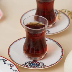 Karaca Frühstücksgeschirr|Kuchenplatte-Nakkaş Dessert-Set für 6 Personen, 18 teilig Multıfarben