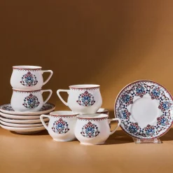 Karaca Mokka & Espressotassen Set-Nakkaş 12-teiliges Espressotassen-Set für 6 Personen Rot02