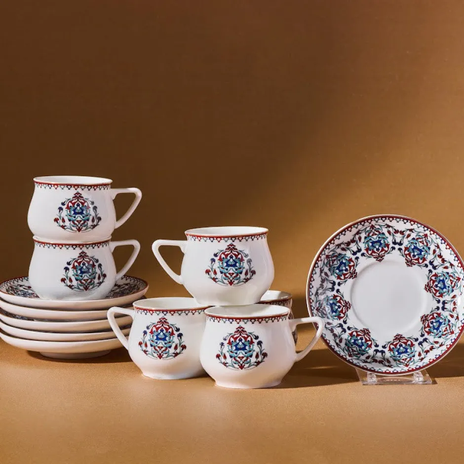 Karaca Mokka & Espressotassen Set-Nakkaş 12-teiliges Espressotassen-Set für 6 Personen Rot02