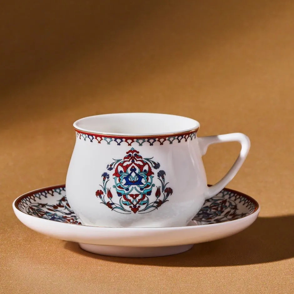 Karaca Mokka & Espressotassen Set-Nakkaş 12-teiliges Espressotassen-Set für 6 Personen Rot02