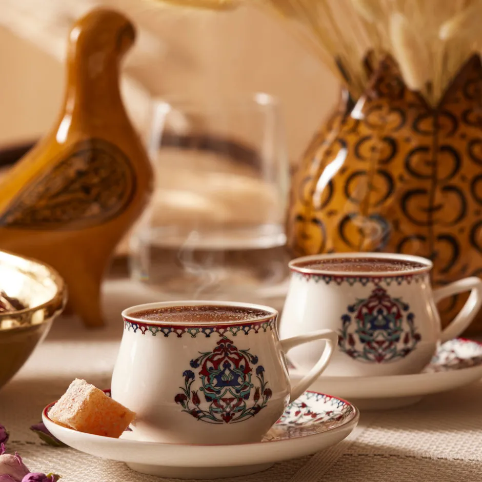 Karaca Mokka & Espressotassen Set-Nakkaş 12-teiliges Espressotassen-Set für 6 Personen Rot02