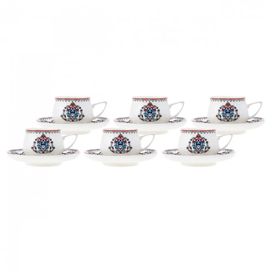 Karaca Mokka & Espressotassen Set-Nakkaş 12-teiliges Espressotassen-Set für 6 Personen Rot02