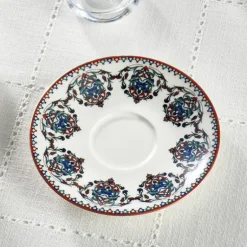 Karaca Teegläser Sets-Nakkas 12-teiliges Türkisches Teeset aus Bone China für 6 Personen, 130 ml, Rot