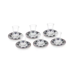 Karaca Teegläser Sets-Nakkas 12-teiliges Türkisches Teeset aus Bone China für 6 Personen, 130 ml, Rot