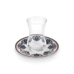 Karaca Teegläser Sets-Nakkas 12-teiliges Türkisches Teeset aus Bone China für 6 Personen, 130 ml, Rot