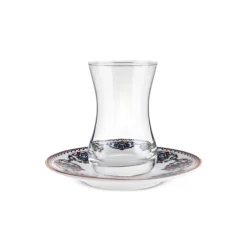Karaca Teegläser Sets-Nakkas 12-teiliges Türkisches Teeset aus Bone China für 6 Personen, 130 ml, Rot