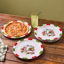 Karaca Kuchenplatte|Tafelservice Für 4 Personen-Napoly 5-teiliges 4-Personen Pizza-Set Multıfarben