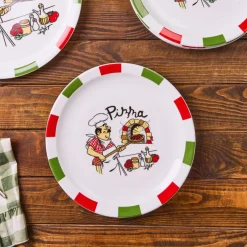 Karaca Kuchenplatte|Tafelservice Für 4 Personen-Napoly 5-teiliges 4-Personen Pizza-Set Multıfarben