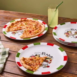 Karaca Kuchenplatte|Tafelservice Für 4 Personen-Napoly 5-teiliges 4-Personen Pizza-Set Multıfarben