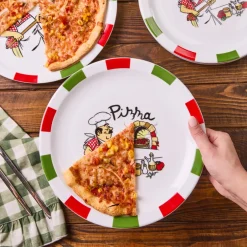 Karaca Kuchenplatte|Tafelservice Für 4 Personen-Napoly 5-teiliges 4-Personen Pizza-Set Multıfarben