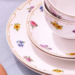 Karaca Frühstücksgeschirr|Frühstücksset Für 6 Personen-Natty 6 Personen Frühstücksset und Servierschalen, 26 Teilig, New Generation Bone Multıfarben
