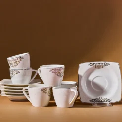Karaca Mokka & Espressotassen Set-Nazende 12 teiliges Mochatassen-Espressotassen aus Porzellan für 6 Personen Weıß01