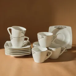 Karaca Mokka & Espressotassen Set-Nazende 12 teiliges Mochatassen-Espressotassen aus Porzellan für 6 Personen Weıß01