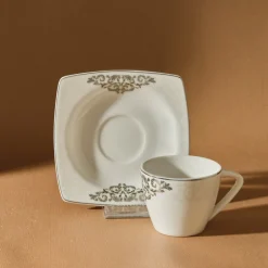 Karaca Mokka & Espressotassen Set-Nazende 12 teiliges Mochatassen-Espressotassen aus Porzellan für 6 Personen Weıß01