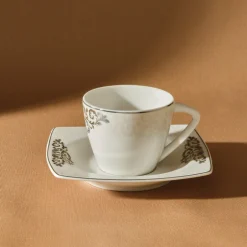 Karaca Mokka & Espressotassen Set-Nazende 12 teiliges Mochatassen-Espressotassen aus Porzellan für 6 Personen Weıß01