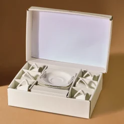 Karaca Mokka & Espressotassen Set-Nazende 12 teiliges Mochatassen-Espressotassen aus Porzellan für 6 Personen Weıß01