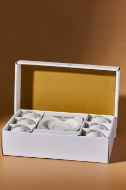 Karaca Mokka & Espressotassen Set-Nazende 12 teiliges Mochatassen-Espressotassen aus Porzellan für 6 Personen Weıß01