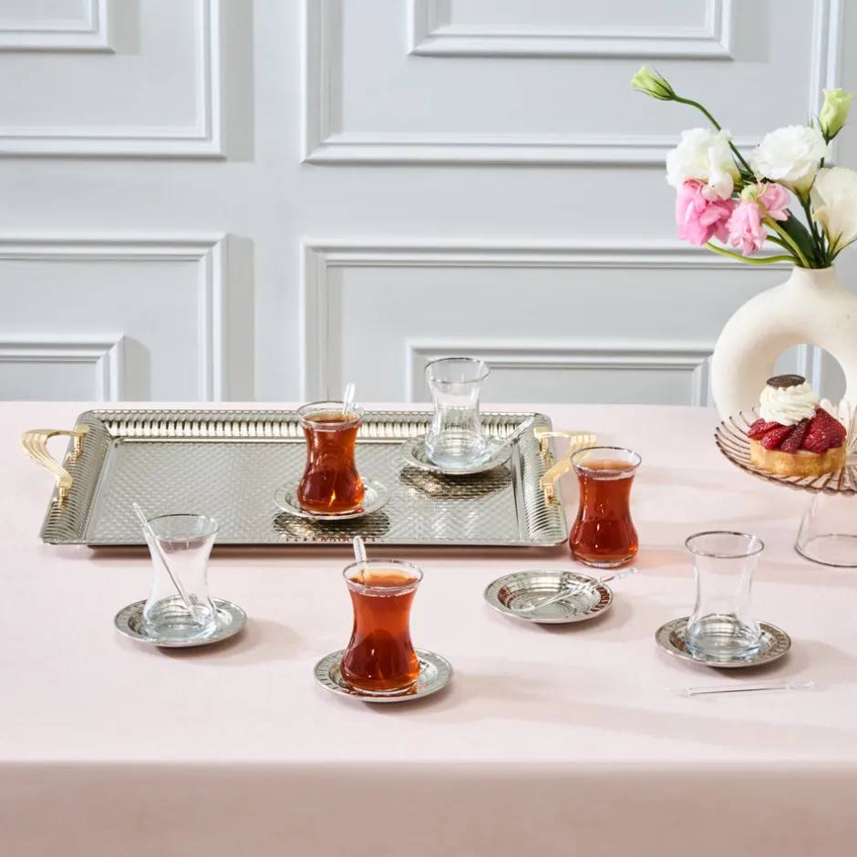 Karaca Teegläser Sets-Nehir 19-teiliges Teeservice Multıfarben