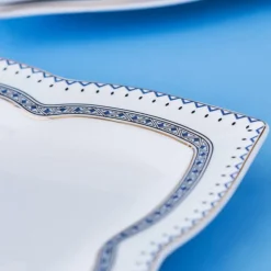 Karaca Frühstücksset Für 6 Personen|Tortenplatte Servierteller Set-New Blau 32 Teil 6 Person Porzellan Frühstück/Service Set Multıfarben