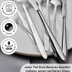 Karaca Bestecksets Für 12 Personen-New Flow 84-teiliges Besteckset für 12 Personen Elegance Mit Box Platın