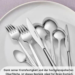 Karaca Bestecksets Für 12 Personen-New Flow 84-teiliges Besteckset für 12 Personen Elegance Mit Box Platın