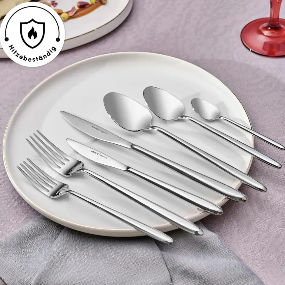 Karaca Bestecksets Für 12 Personen-New Flow 84-teiliges Besteckset für 12 Personen Elegance Mit Box Platın