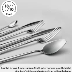 Karaca Bestecksets Für 12 Personen-New Flow 84-teiliges Besteckset für 12 Personen Elegance Mit Box Platın