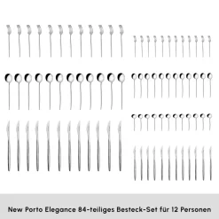 Karaca Bestecksets Für 12 Personen-New Porto 12-Personen 84-Teiliges Besteckset Sılber