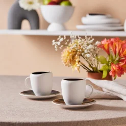 Karaca Mokka & Espressotassen Set-New White Galactic 100 ml Kaffeetassen-Set für 1 Personen Weıß