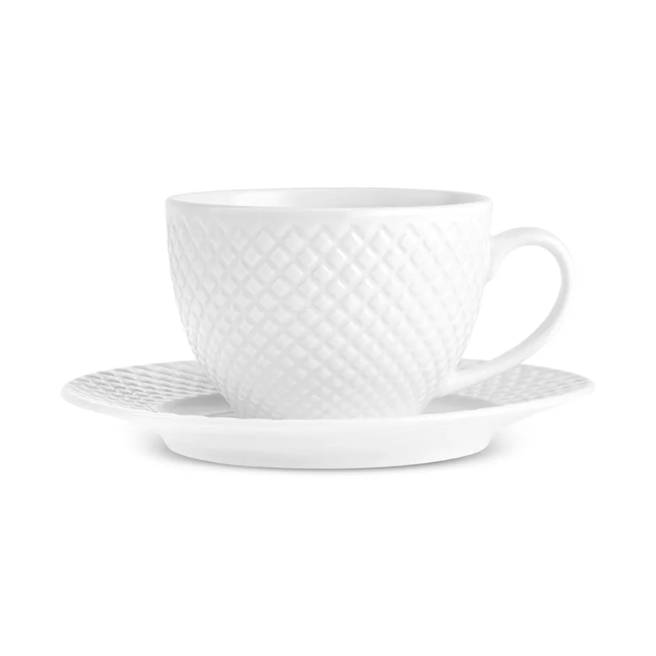 Karaca Teetassen Sets-Nina Embossed Teetassen-Set für 6 Personen, 220 ml Weıß01